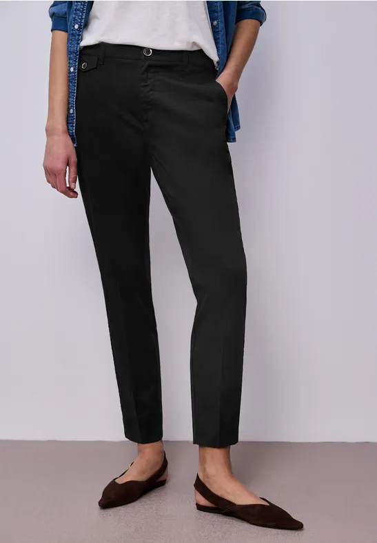 Street One Frauen Chino im Casual Fit in softer Qualität in Schwarz, Gr: 44