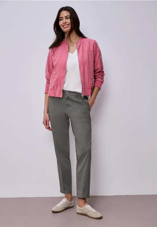 Street One Frauen Chino im Casual Fit in softer Qualität in Grau, Gr: 40