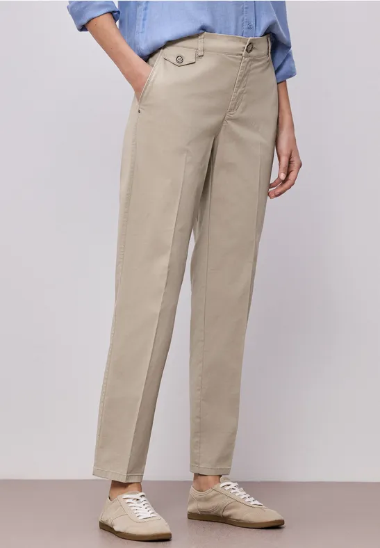 Street One Frauen Chino im Casual Fit in softer Qualität in Beige, Gr: 40