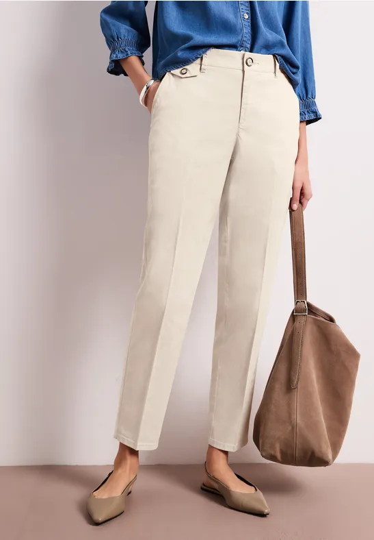 Street One Frauen Chino im Casual Fit in softer Qualität in Beige, Gr: 32