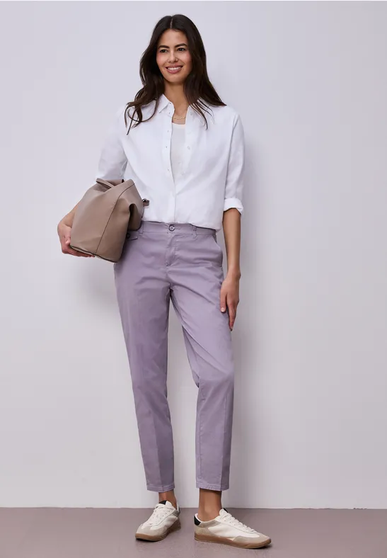 Street One Frauen Chino im Casual Fit in softer Qualität in Lila, Gr: 40