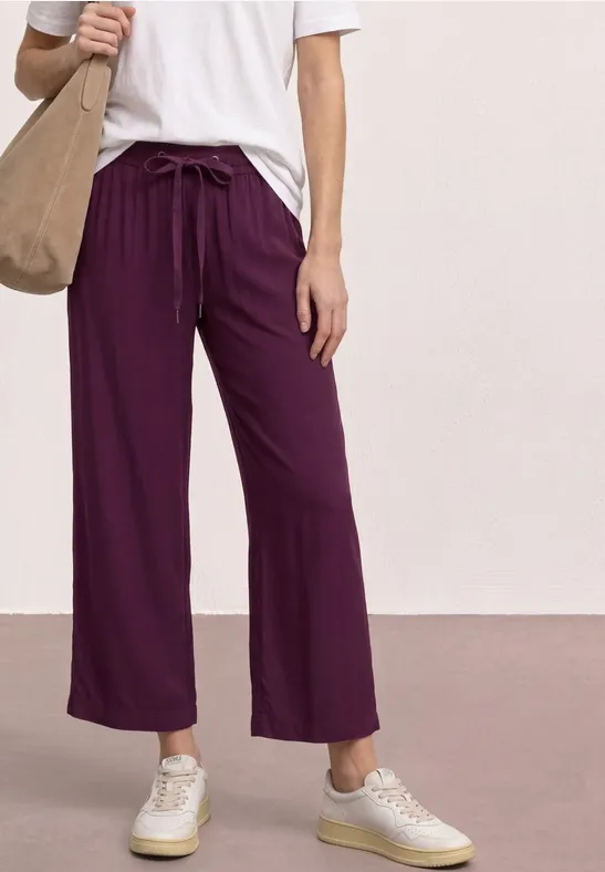 Street One Frauen High Waist Wide Leg Hose im Loose Fit in Lila, Gr: 42