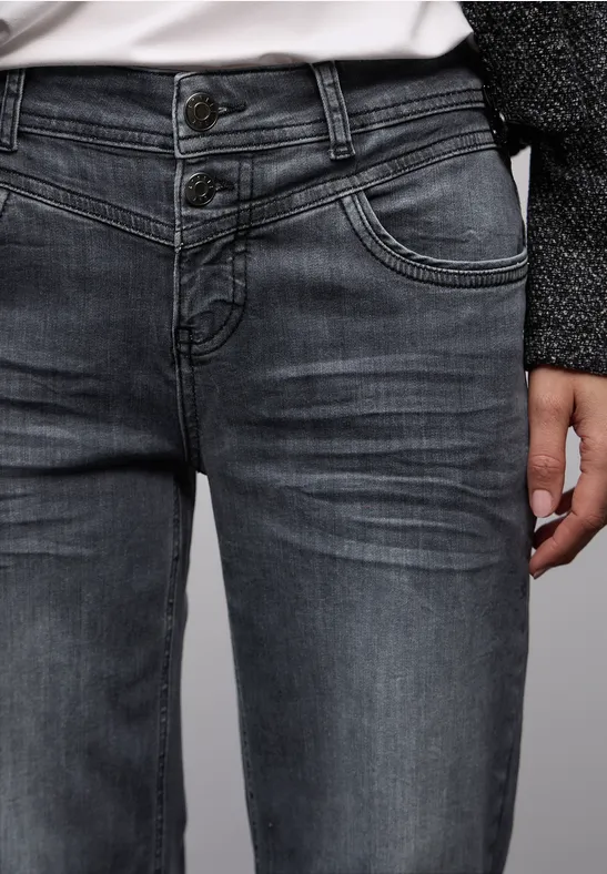 Street One Frauen Straight Leg Jeans in Grau, Gr: 25