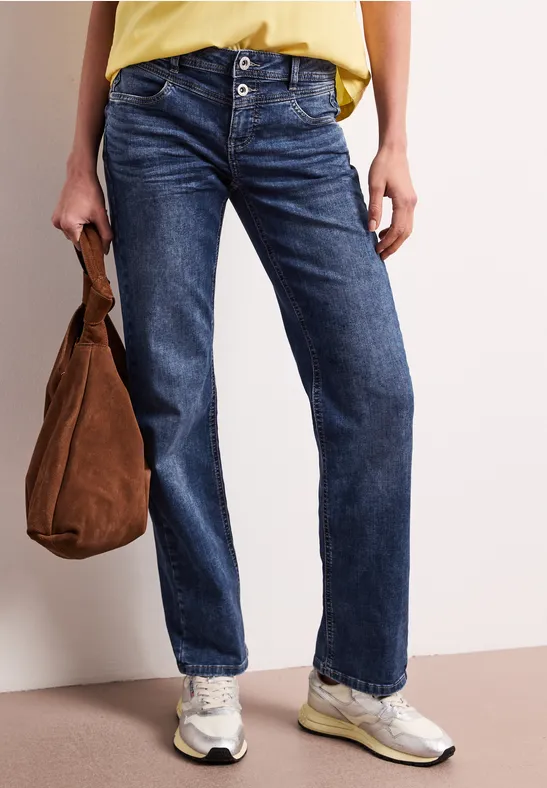 Street One Frauen Straight Leg Jeans in Blau, Gr: 30