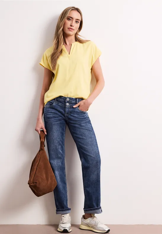 Street One Frauen Straight Leg Jeans in Blau, Gr: 26