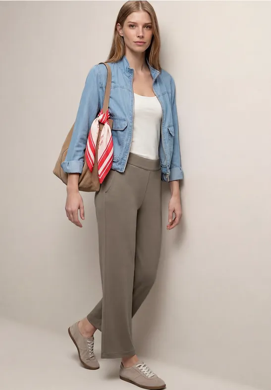 High Waist Wide Leg Hose im Loose Fit female Braun