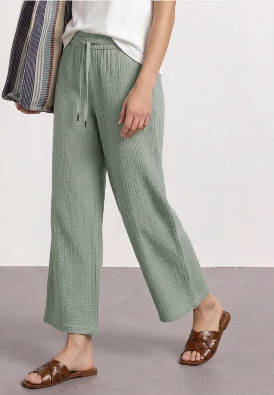 7/8 Wide Leg Hose aus Musselin im Loose Fit