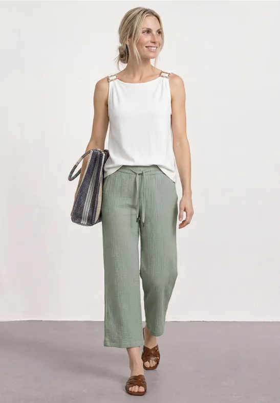 7/8 Wide Leg Hose aus Musselin im Loose Fit
