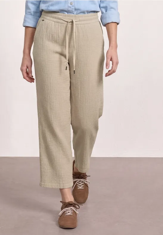 7/8 Wide Leg Hose aus Musselin im Loose Fit