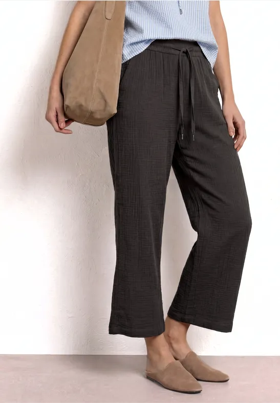 7/8 Wide Leg Hose aus Musselin im Loose Fit