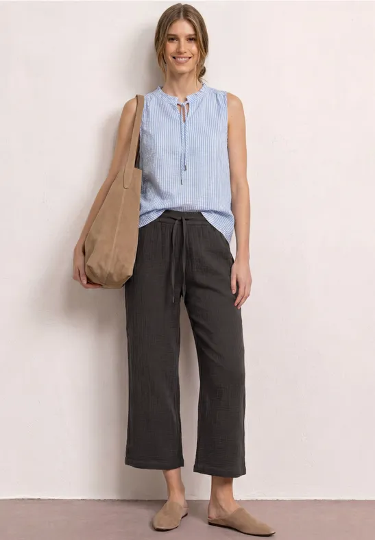 Wide Leg Hose aus Musselin im Loose Fit female Braun