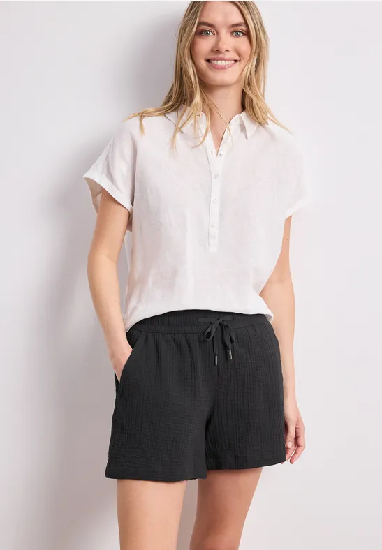 Mid Waist Shorts aus Musselinstoff female Schwarz