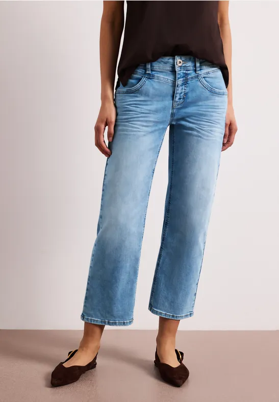 Mid Waist Straight Leg Jeans en coupe casual