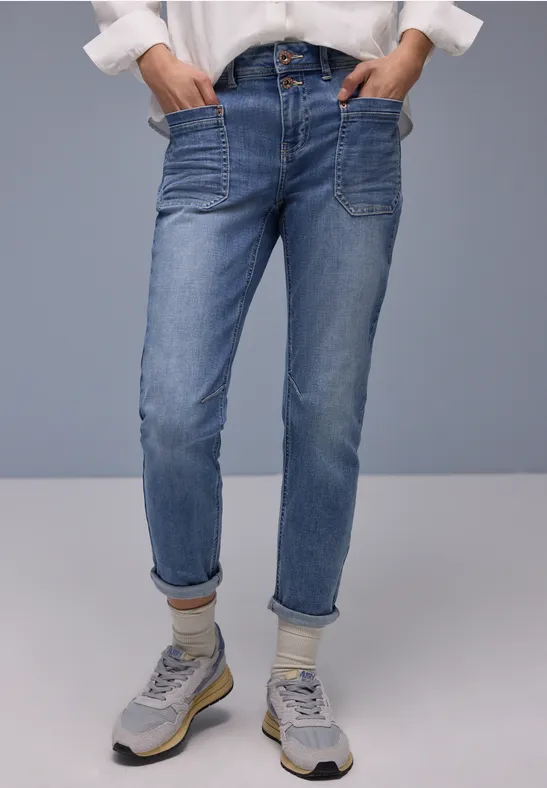 Street One Frauen Boyfriend Jeans in Blau, Gr: 32