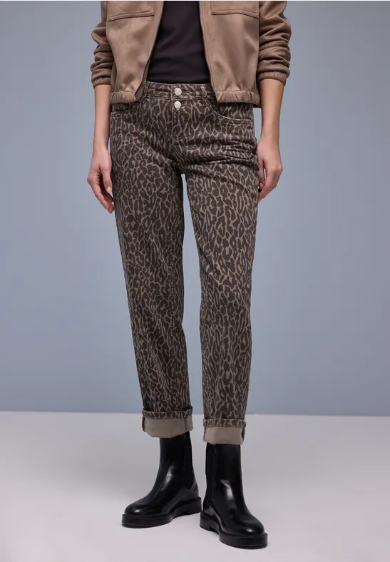 Street One Frauen Straight Leg Jeans in Braun, Gr: 24