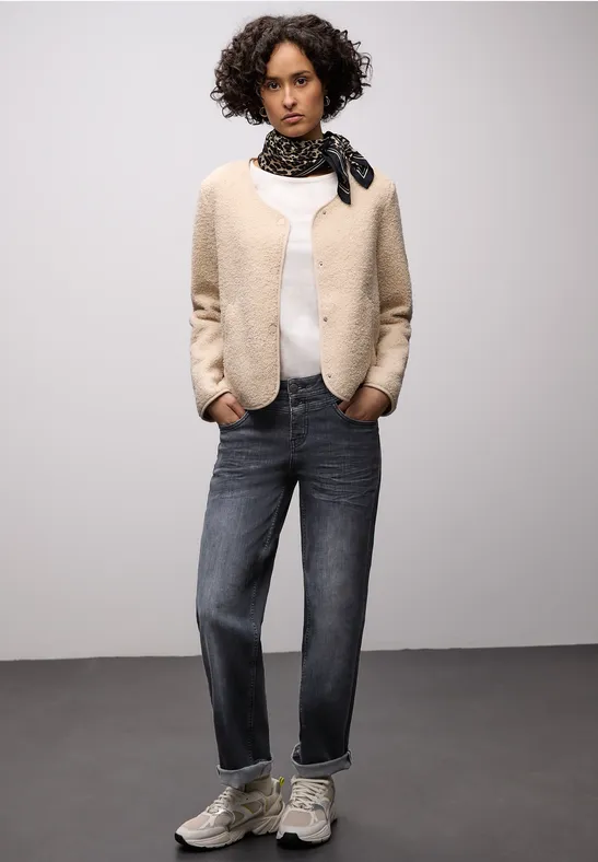 Street One Frauen Straight Leg Jeans in Grau, Gr: 24