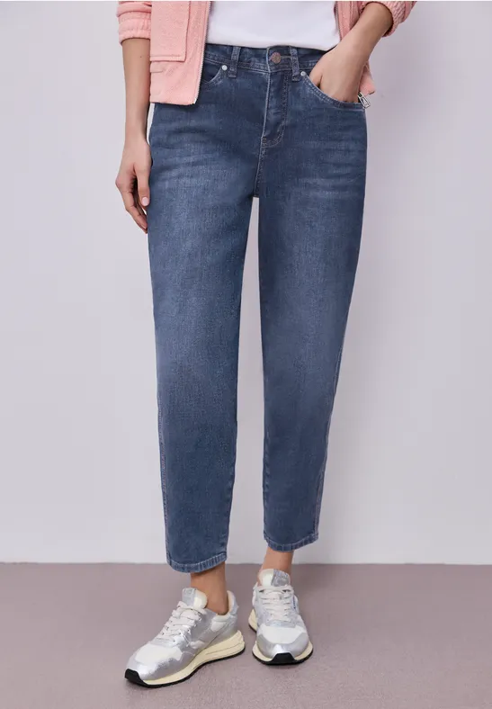 Street One Frauen Barrel Leg Jeans in Blau, Gr: 27