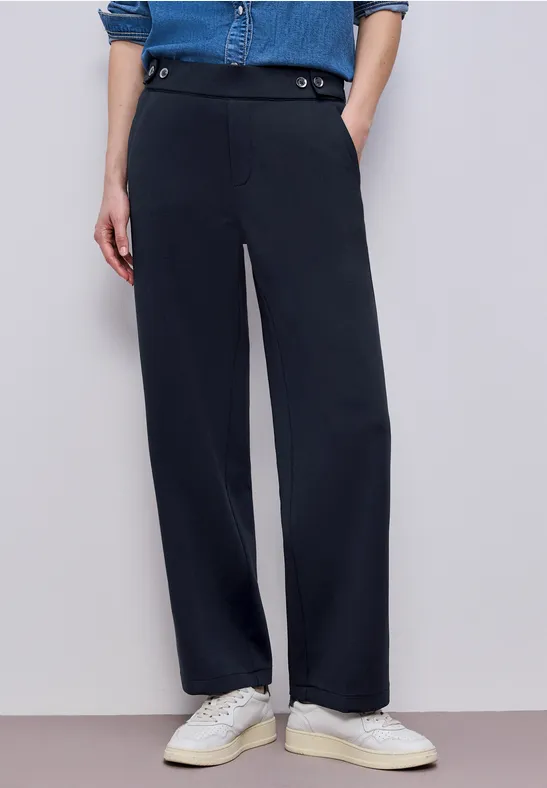 Street One Frauen Straight Leg Hose in Blau, Gr: 32