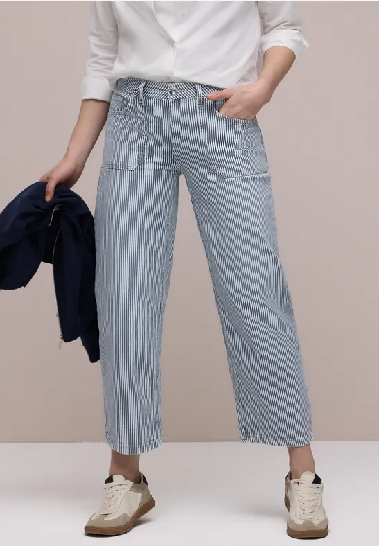 Thumbnail - Straight Leg Jeans mit Streifen