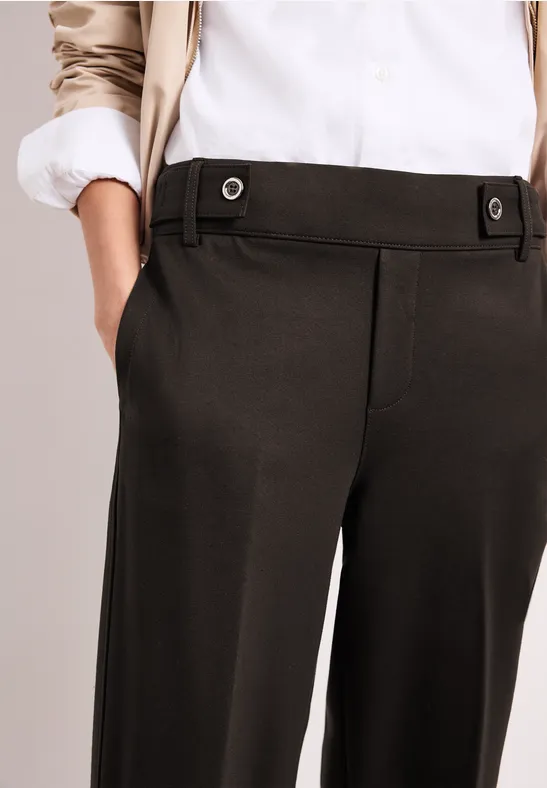 Street One Frauen Wide Leg Hose mit Knopfdetail in Braun, Gr: 32