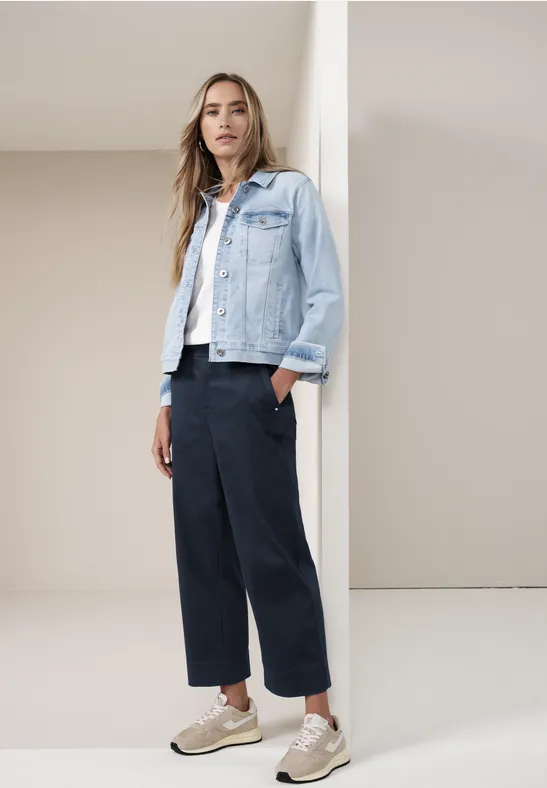 Wide Leg Hose mit Knopfdetail female Blau