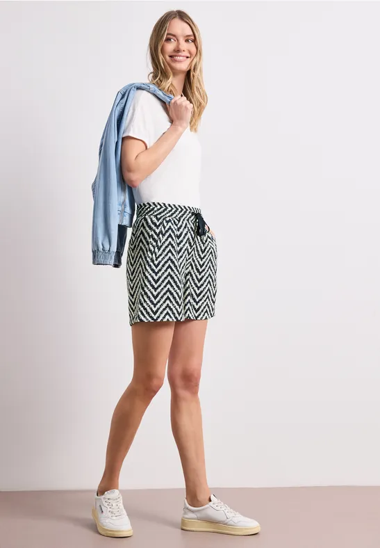 High Waist Shorts im Loose Fit mit Print female Blau