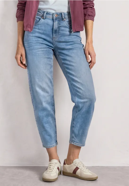High Waist Barrel Leg Jeans im Loose Fit female Blau