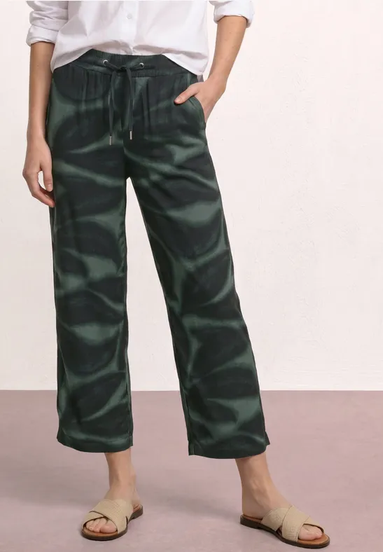 Wide Leg Hose im Loose Fit mit Print female Grün