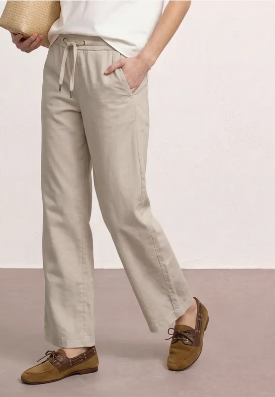 Street One Frauen High Waist Wide Leg Hose im Loose Fit in Beige, Gr: 38