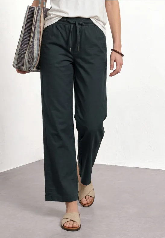 Street One Frauen High Waist Wide Leg Hose im Loose Fit in Grün, Gr: 32