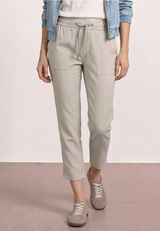 Slim Leg Hose in Melange-Optik female Beige