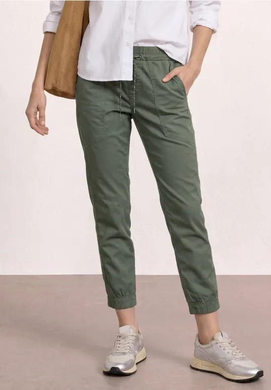 Street One Frauen Slim Leg Hose in leichter Qualität in Grün, Gr: 40