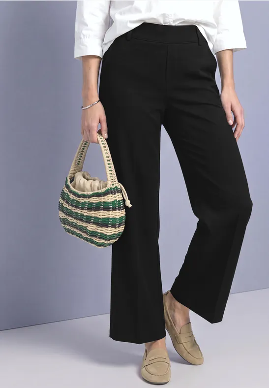 Wide Leg Hose mit Knopfdetails