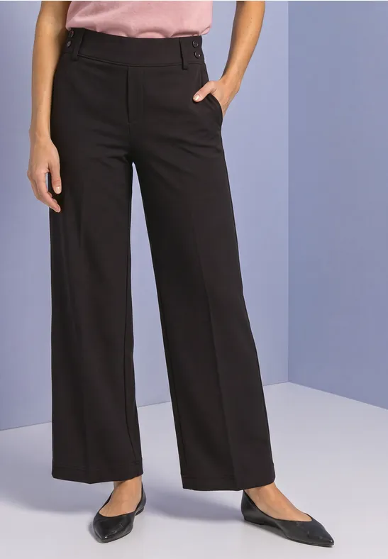 Wide Leg Hose mit Knopfdetails