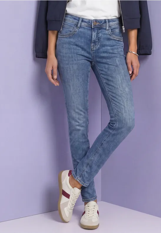 Mid Waist Slim Leg Jeans im Casual Fit
