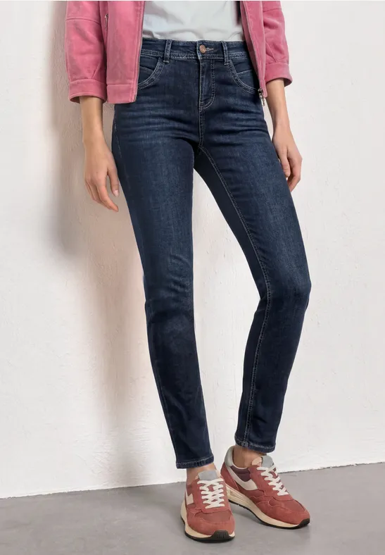 Mid Waist Slim Leg Jeans im Casual Fit