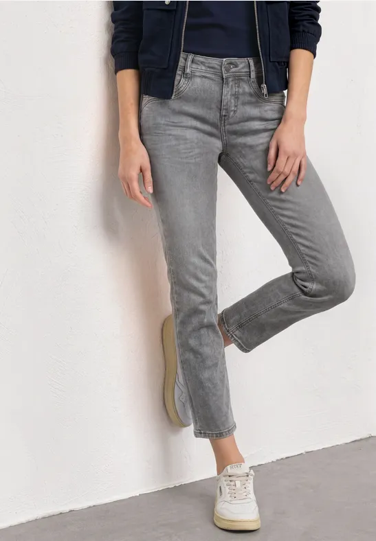 Mid Waist Straight Leg Jeans im Slim Fit