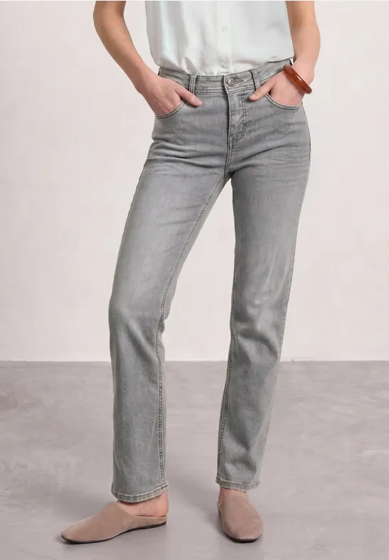 Mid Waist Straight Leg Jeans im Casual Fit