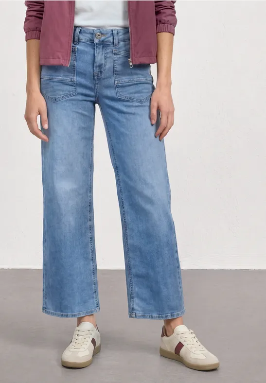 Mid Waist Wide Leg Jeans im Loose Fit female Blau