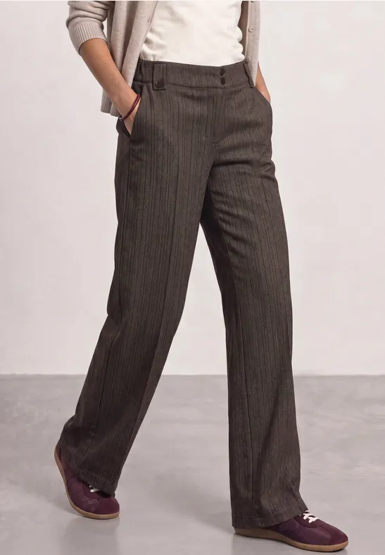 High Waist Straight Leg Hose mit Knopfdetail