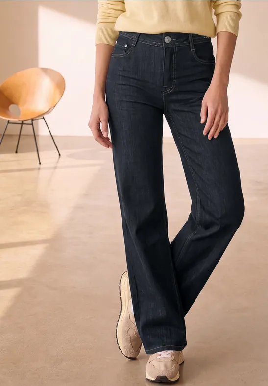 Wide Leg Jeans mit details am Bund