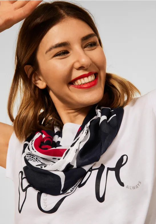 CECIL Damen Loopschal Smoke Salvia - Weicher Schlauchschal Mit Print