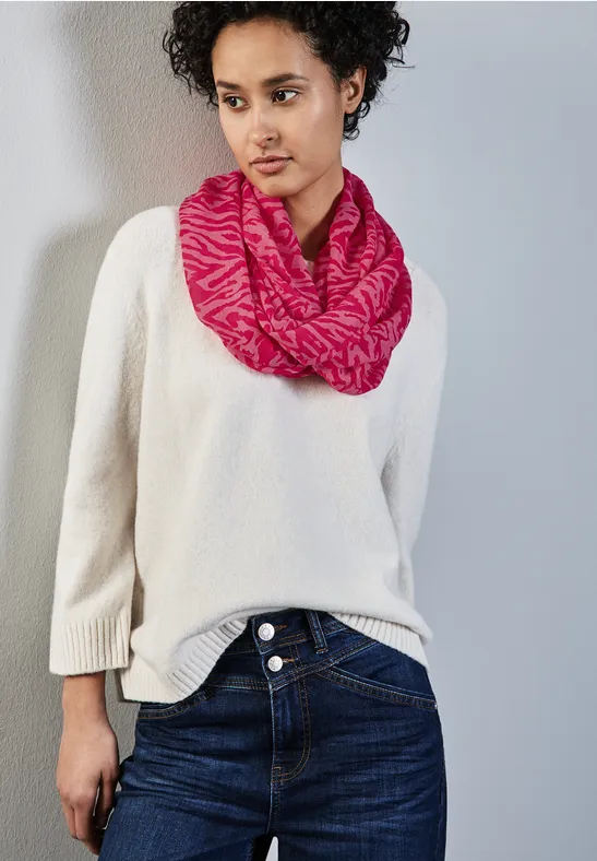 Thumbnail - Street One Frauen Loop-Schal in Burn-Out Optik in Pink, Gr: One size