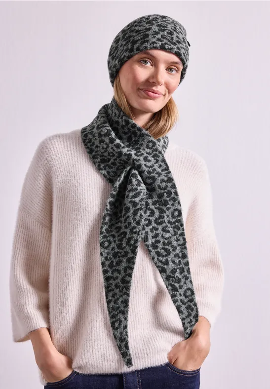 Jacquard Dreiecksschal mit Leo-Muster