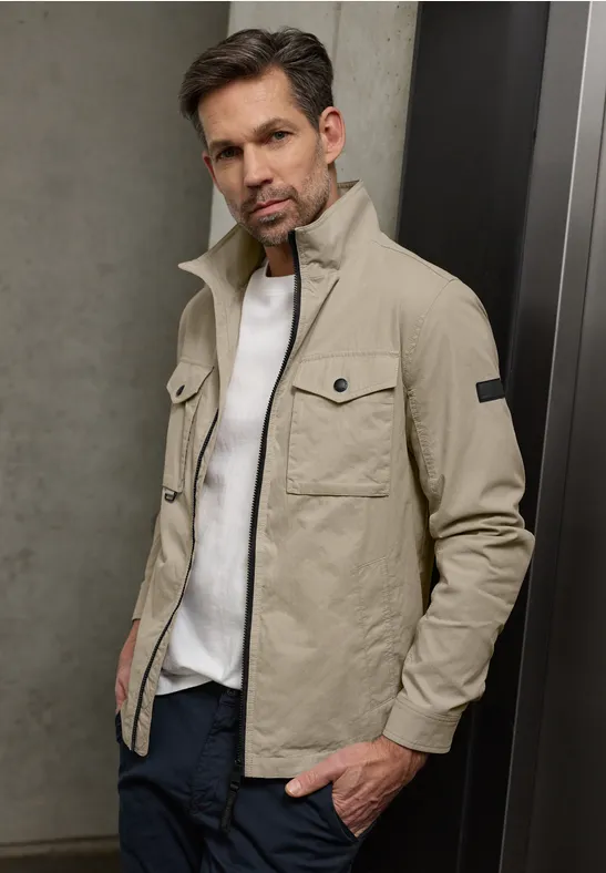 Thumbnail - Street One MEN Männer Jacke im Washed-Look in Beige, Gr: 3XL