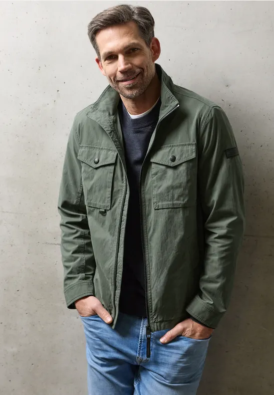 Thumbnail - Street One MEN Männer Jacke im Washed-Look in Grün, Gr: 3XL