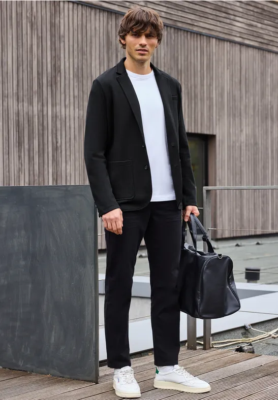 Thumbnail - Street One MEN Männer Piqué Jersey Sakko in Schwarz, Gr: M