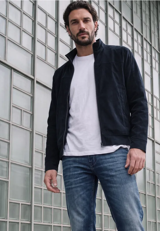 Cordjacke mit Stehkragen und Zipper