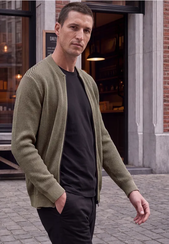 Two Tone Strickjacke mit Zipper