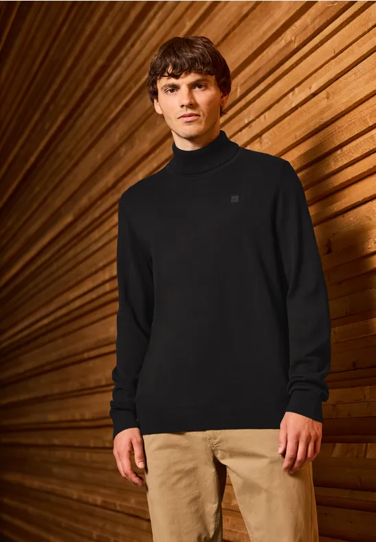 Thumbnail - Street One MEN Männer Basic Turtleneck Pullover in Schwarz, Gr: 3XL